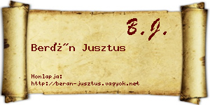 Berán Jusztus névjegykártya